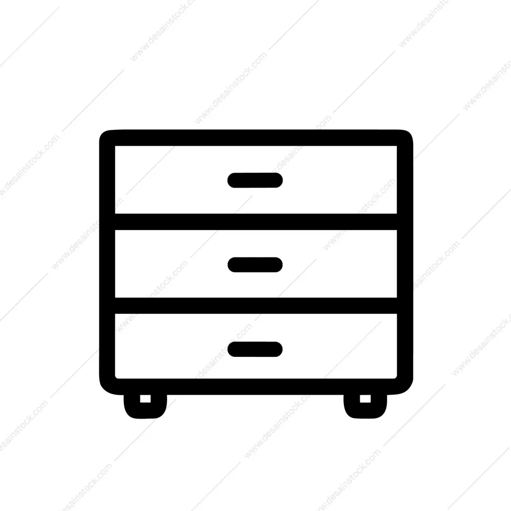 Simple Line Art Dresser Minimalist Illustration Furniture Interior Design