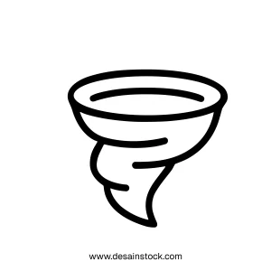 Simple Line Art Swirling Tornado Weather Element Icon Graphic