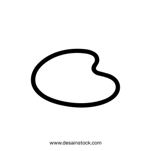 Simple Black Line Art Painter's Palette Icon Design Illustration