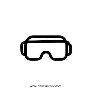 Line Art Simple Goggles Protection Equipment Accessory Isolated on White Background Icon