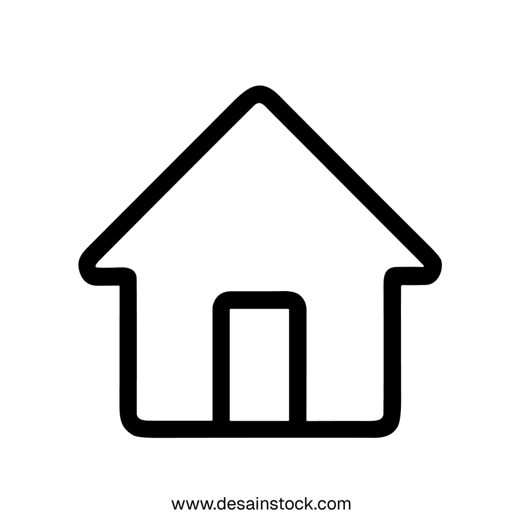 Simple Line Art Home Symbol Shape House Outline Icon Design