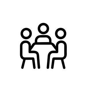 Simple Outline Meeting Table People Collaboration Discussion Icon Sign