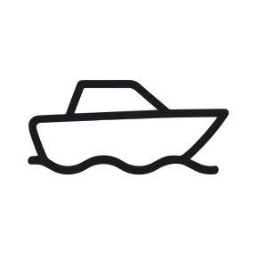 Minimalist Line Art Boat on Water Transportation Vehicle Illustration