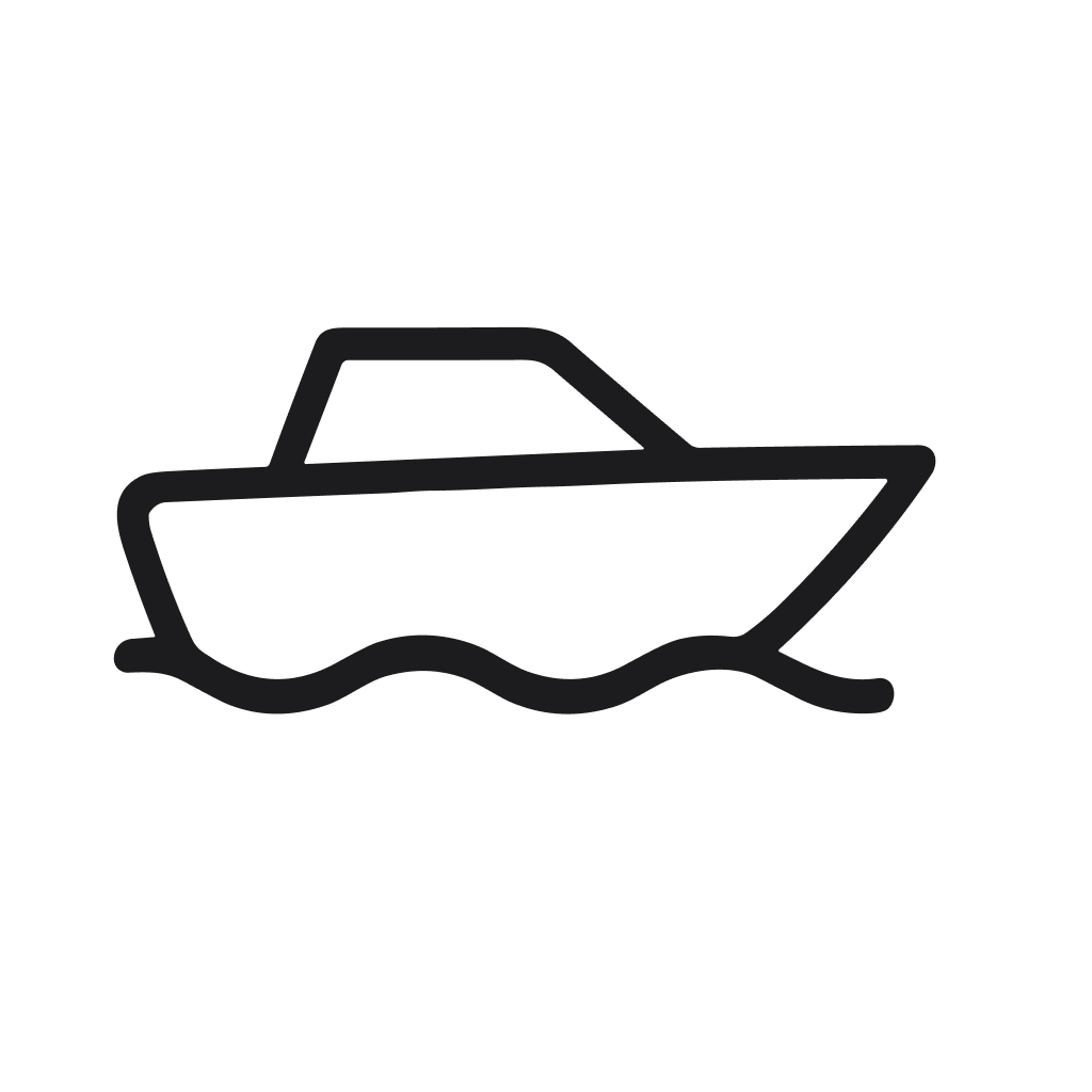 Minimalist Line Art Boat on Water Transportation Vehicle Illustration