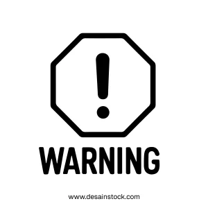 Minimalist Outline Octagon Warning Sign with Exclamation Mark Safety Icon
