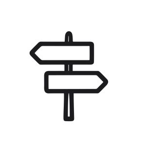 Minimalist Outline Directional Road Sign Icon with Double Arrow Shape