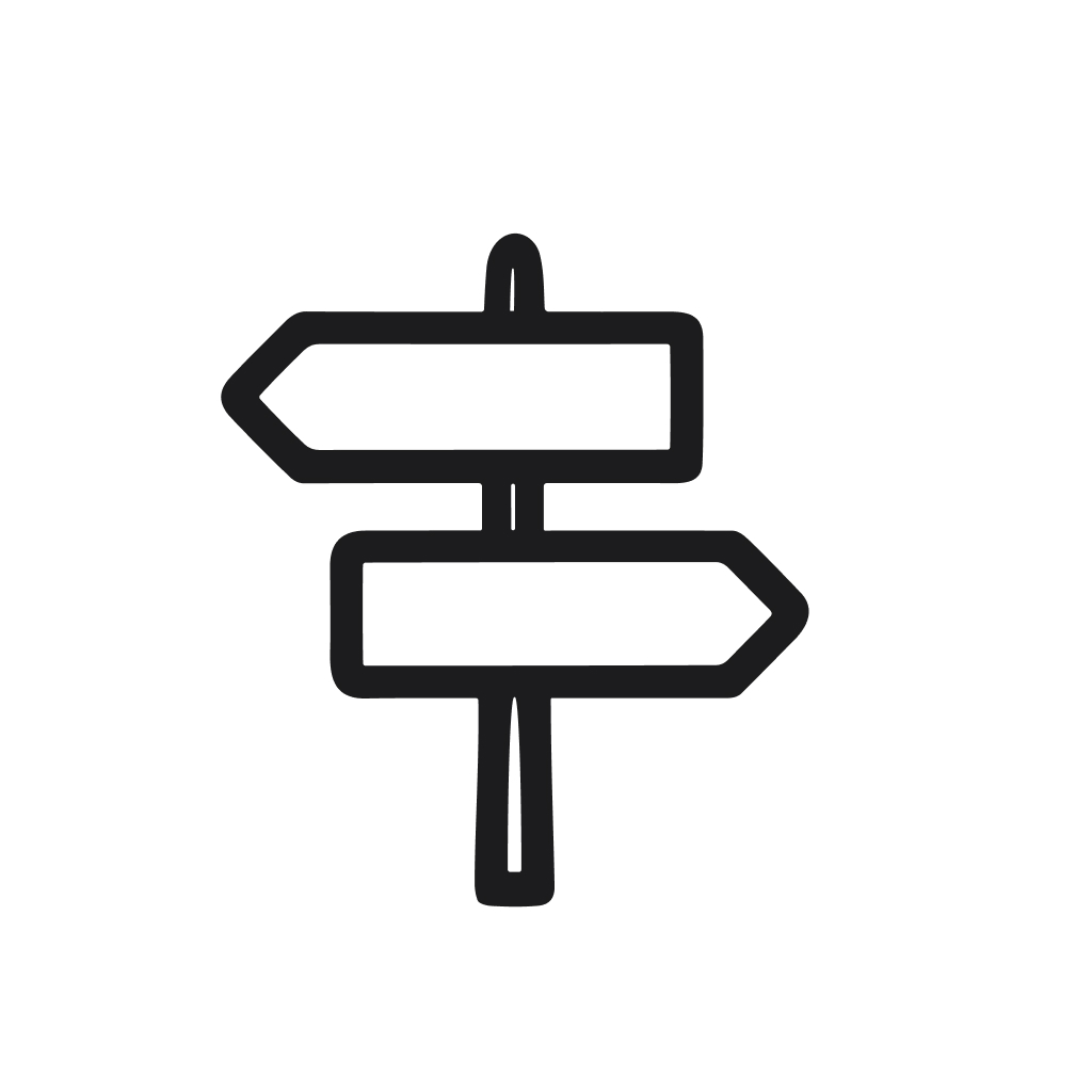 Minimalist Outline Directional Road Sign Icon with Double Arrow Shape