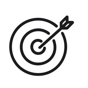 Simple Line Style Target Arrow in Bullseye Goal Achievement Icon