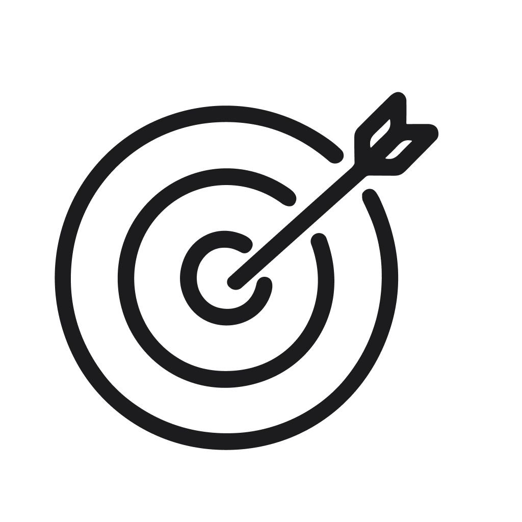 Simple Line Style Target Arrow in Bullseye Goal Achievement Icon