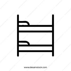 Minimalist Outline Double Bunk Bed Line Art Simple Icon Design