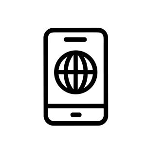 Line Art Globe on Smartphone Connection Symbol Mobile Application Icon