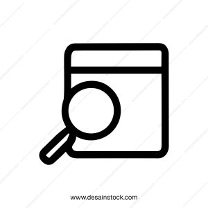 Outline Stroke Search Webpage with Magnifying Glass Finding Information Icon