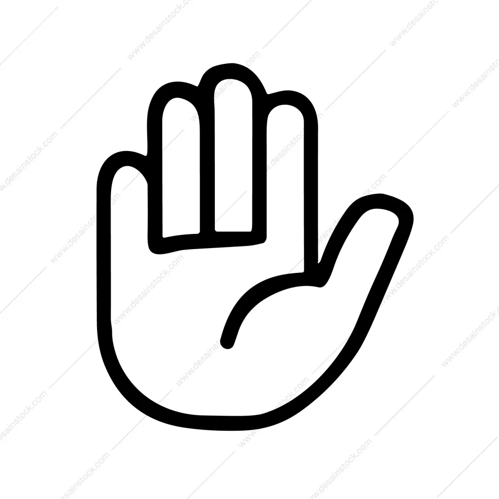 Simple Outline Hand Symbol Open Palm Stop Hand Icon