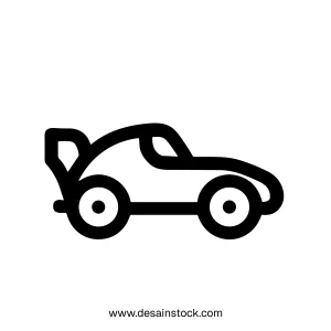 Outline Simple Race Car Automobile Vehicle Line Style Icon