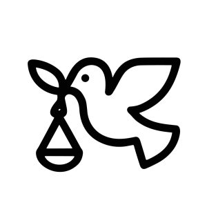 Simple Line Art Dove with Scales of Justice Legal Sign Icon