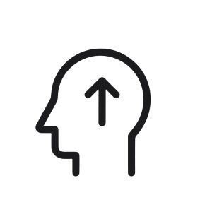 Simple Line Art Head with Arrow Up Symbol Business Concept Icon