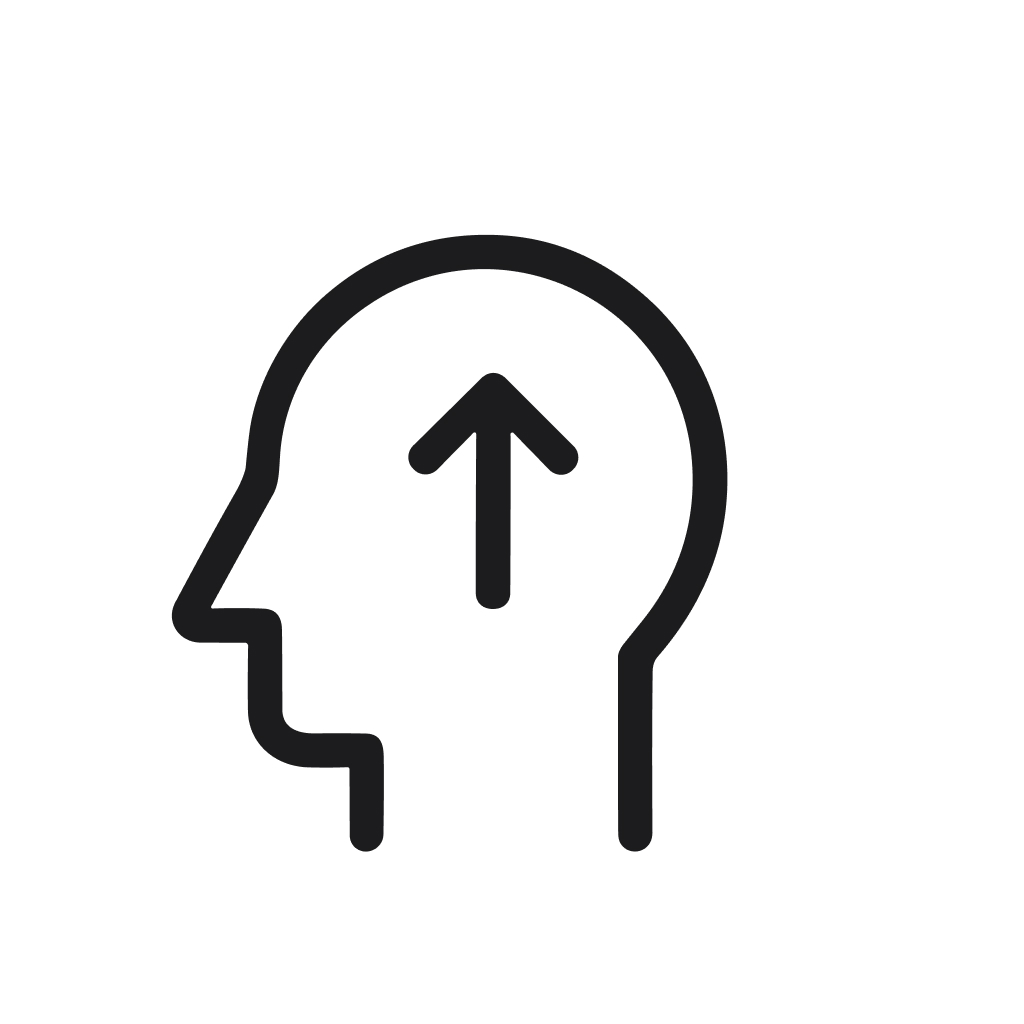 Simple Line Art Head with Arrow Up Symbol Business Concept Icon