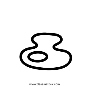 Simple Outline Style Egg Sunny Side Up Food Breakfast Meal