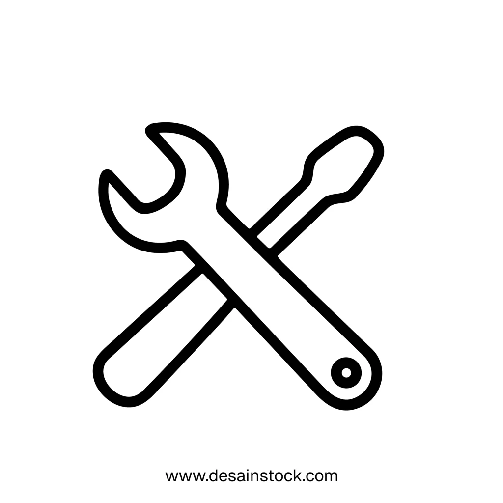 Simple Outline Crossed Wrench and Screwdriver Tools for Repairing Icon