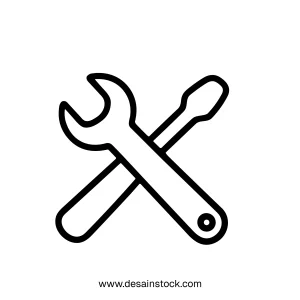 Simple Outline Crossed Wrench and Screwdriver Tools for Repairing Icon