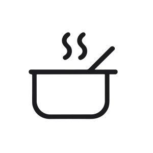 Simple Line Drawing Hot Cooking Pot with Steam Icon Illustration
