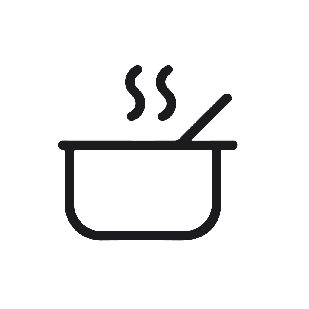 Simple Line Drawing Hot Cooking Pot with Steam Icon Illustration