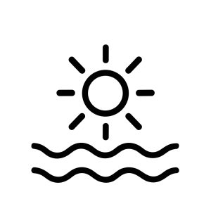 Simple Outline Sunrise Over Wave Icon Illustration for Summer Vacation