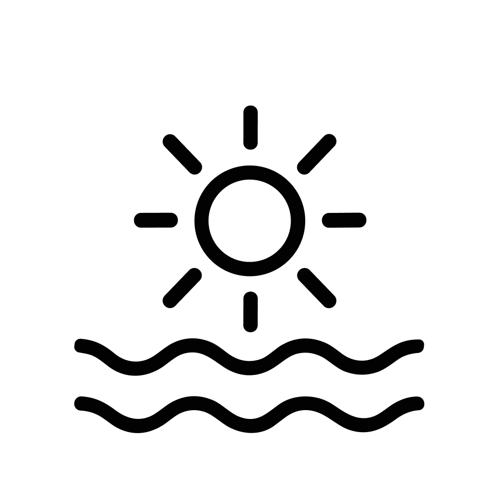 Simple Outline Sunrise Over Wave Icon Illustration for Summer Vacation