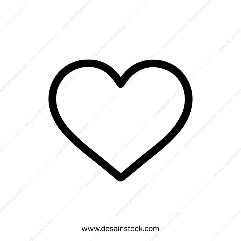 Simple Outline Heart Shape Black Line Art Romantic Symbol Icon