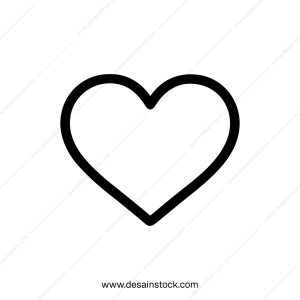 Simple Outline Heart Shape Black Line Art Romantic Symbol Icon