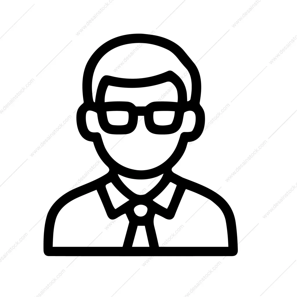 Simple Outline Businessman Avatar with Glasses Head and Shoulders Icon