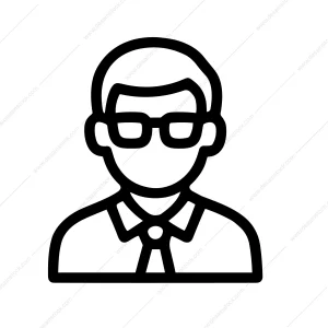 Simple Outline Businessman Avatar with Glasses Head and Shoulders Icon
