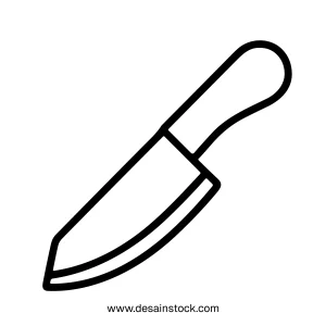 Simple Outline Butcher Knife Illustration Cooking Utensil Minimalist Kitchen Icon