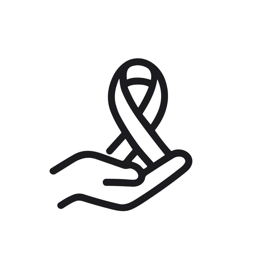 Outline Hand Holding Ribbon Symbol of Solidarity Icon Sign Element