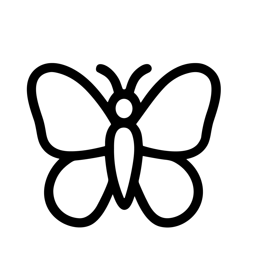 Simple Outline Black Butterfly Design Shape Icon Symbol Element
