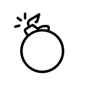 Simple Outline Round Bomb with Burning Fuse Illustration Icon