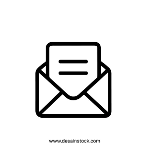Minimalist Outline Open Envelope with Letter Inside Communication Message Icon