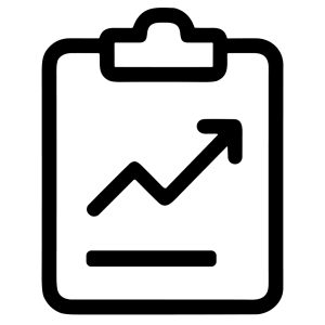 Simple Line Style Rising Arrow on Clipboard Business Graph Icon