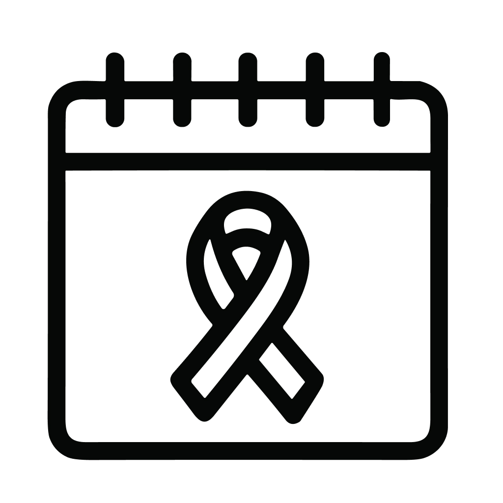 Outline Simple Calendar with Ribbon Symbol Healthcare and Awareness Icon
