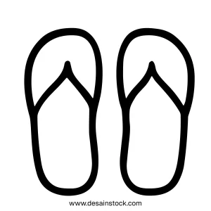 Black and White Minimalist Sandal Shoe Line Art Isolated Illustration