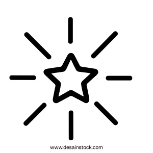 Simple Handdrawn Shining Star Sparkle Burst Outline Icon Shape