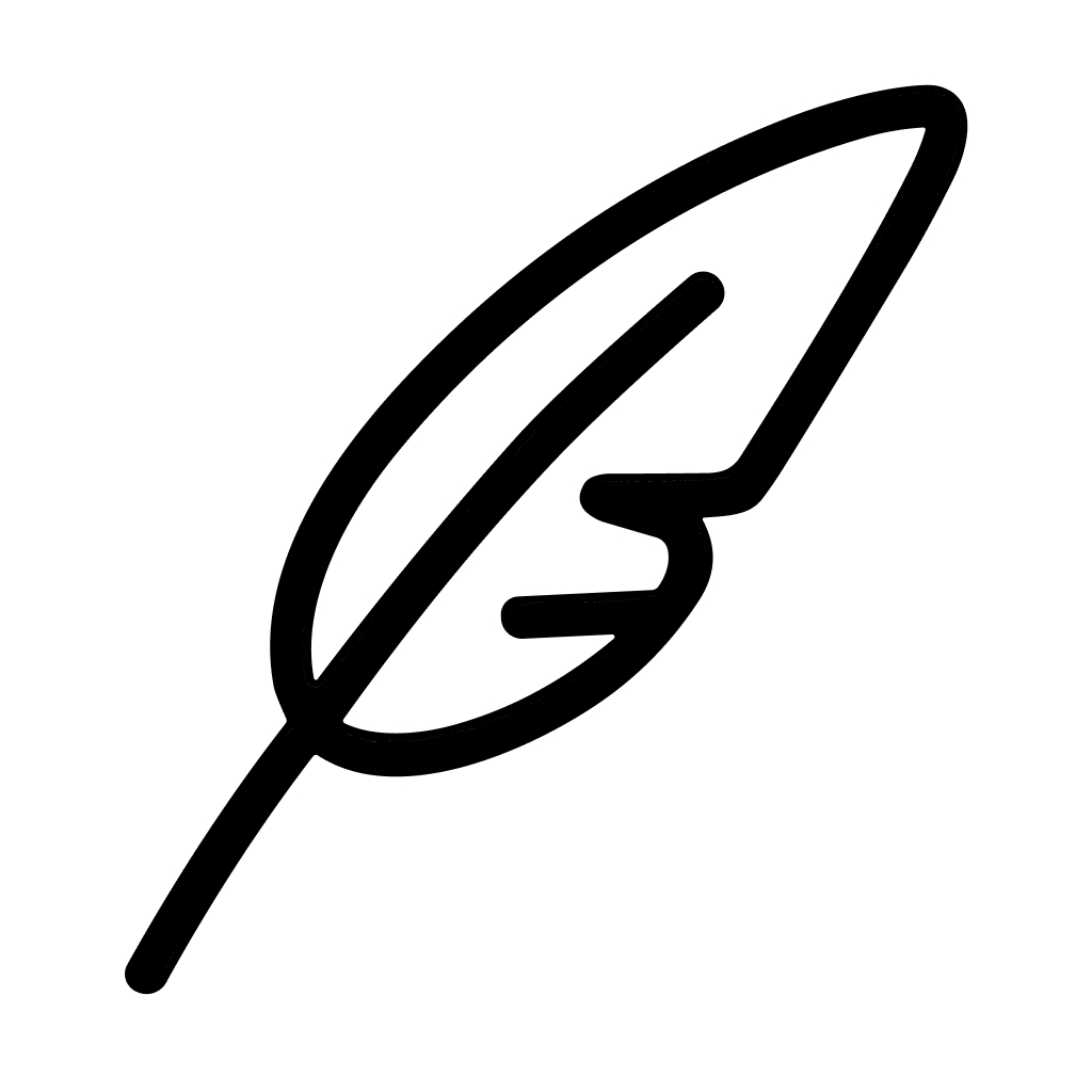 Minimalist Line Art Feather Illustration Quill Pen Isolated Element
