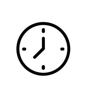 Simple Line Style Time Clock Icon Showing Seven O'Clock Sign