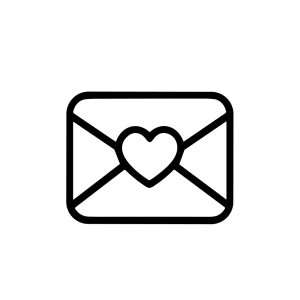 Simple Outline Love Envelope Icon with Heart Shape Element Symbol