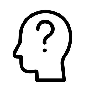 Simple Outline Head with Question Mark Silhouette Brainstorm Icon Illustration