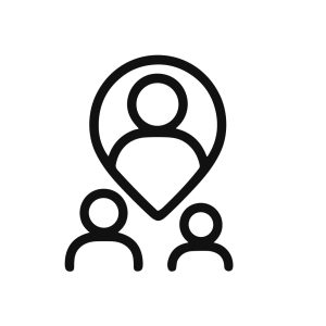 Simple Outline Person Location Pin Group Icon Representation