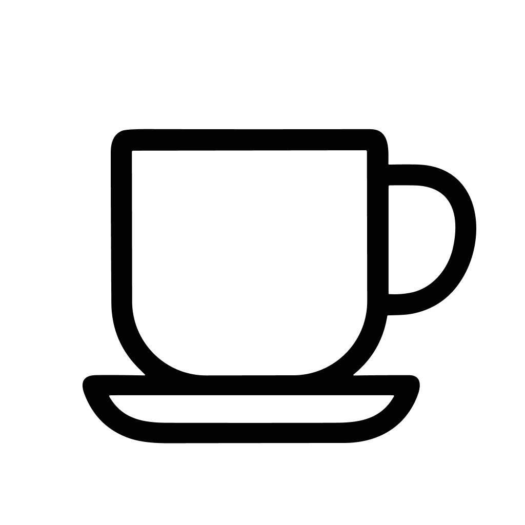 Simple Line Style Coffee Cup Icon with Saucer Beverage Illustration
