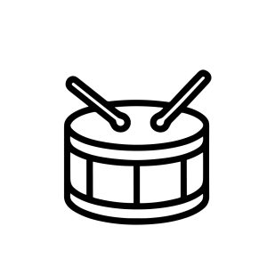 Simple Outline Drum with Stick Musical Instrument Line Art Illustration