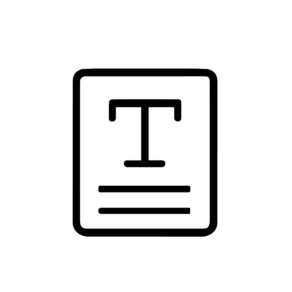 Simple Outline Document Text Format Icon Symbol on Square Shape