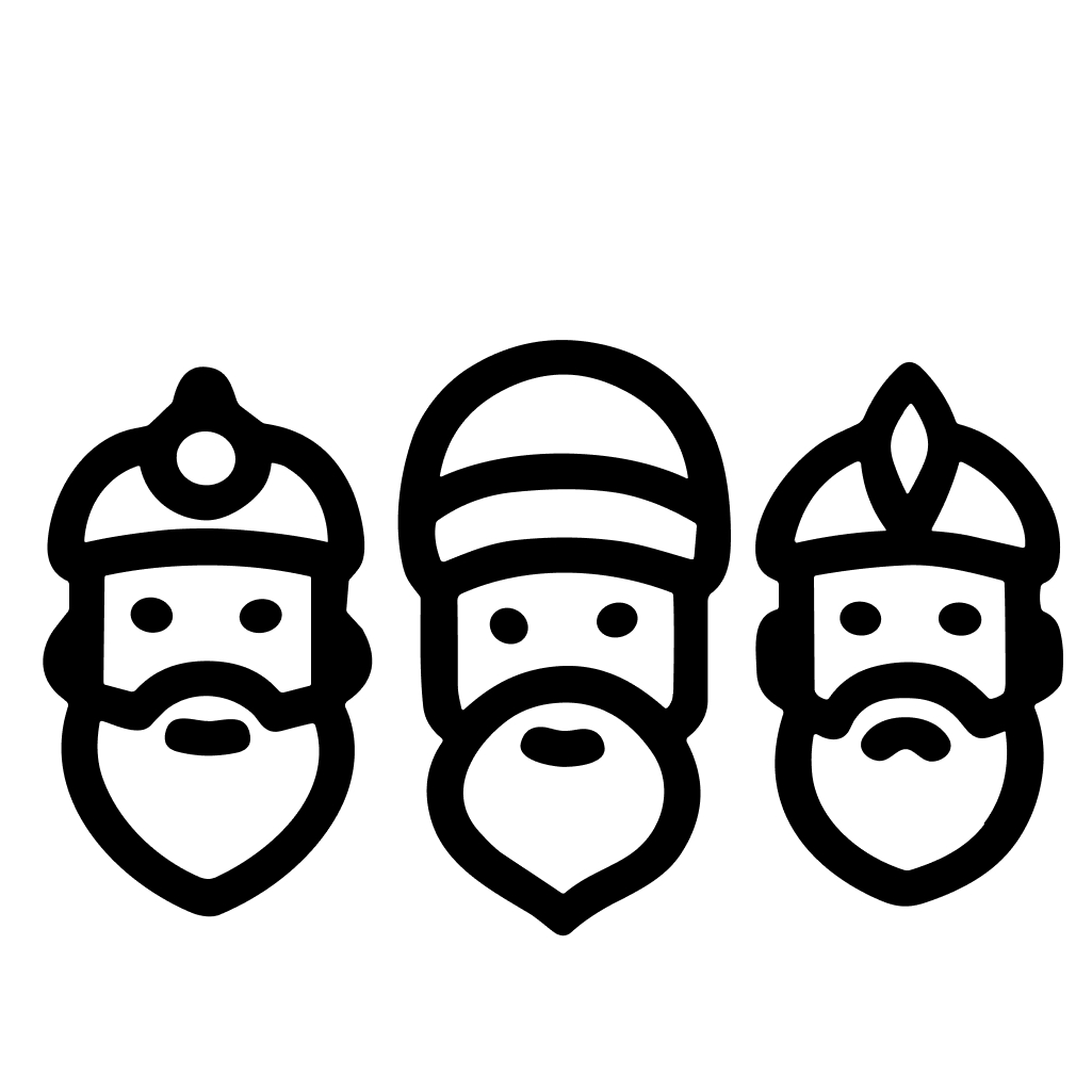 Minimalist Outline Three Wise Men Christmas Nativity Scene Icon